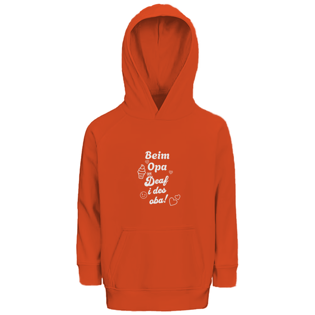 Bayerischer Kinder Premium Bio Hoodie Beim Opa derf i des aba - weiß - Grantler Gwand
