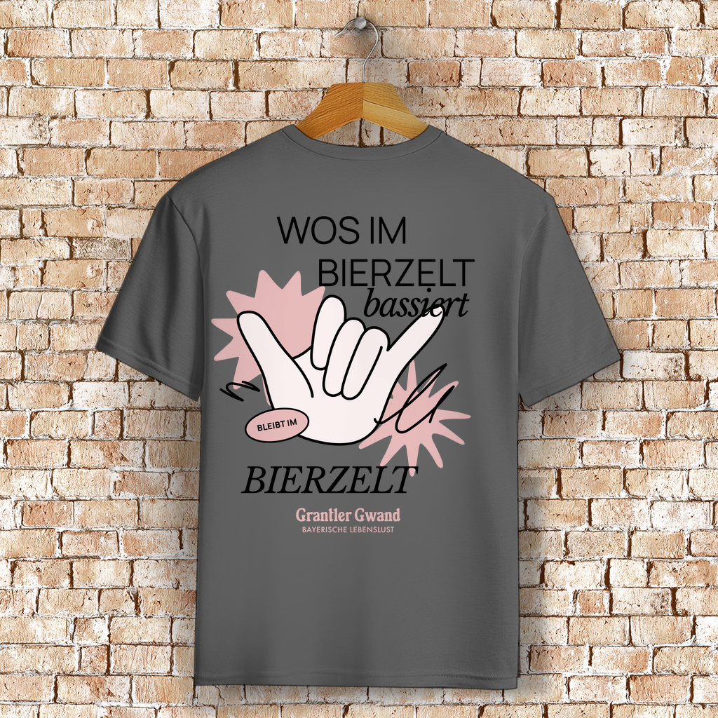 Bayerisches T-Shirt Unisex - Wos im Bierzelt bassiert - Grantler Gwand