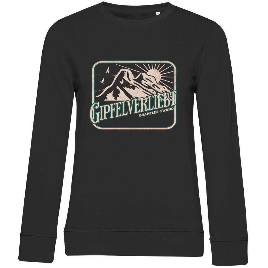 Damen Premium Bio Sweatshirt Gipfelverliebt - grün/gold