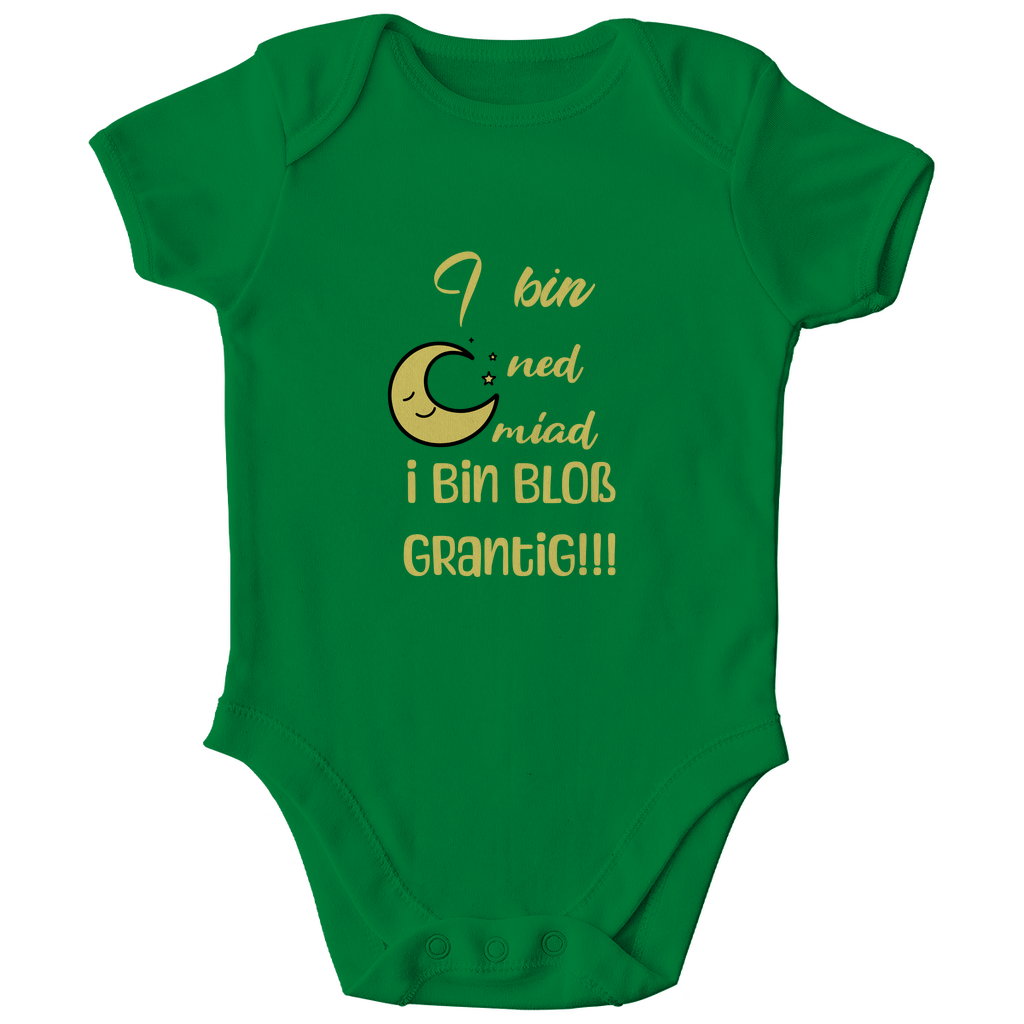 Bayerischer Bio Baby Body I bin ned miad, i bin bloß grantig - gelb - Grantler Gwand