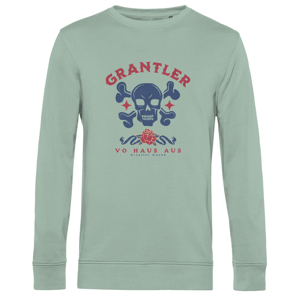 Bayerisches Herren Premium Bio Sweatshirt Grantler vo Haus aus - rot/blau - Grantler Gwand