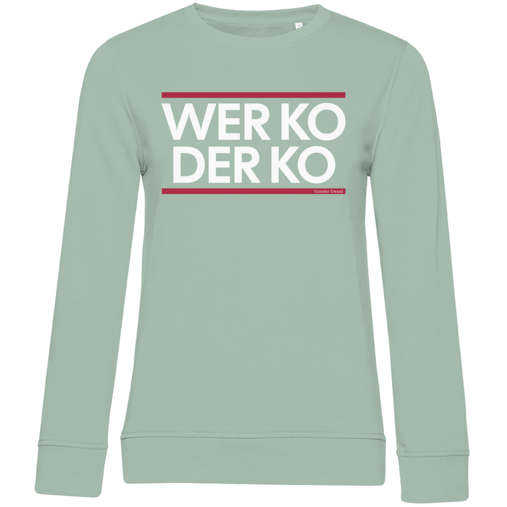 Damen Premium Bio Sweatshirt wer ko der ko - rot/weiß