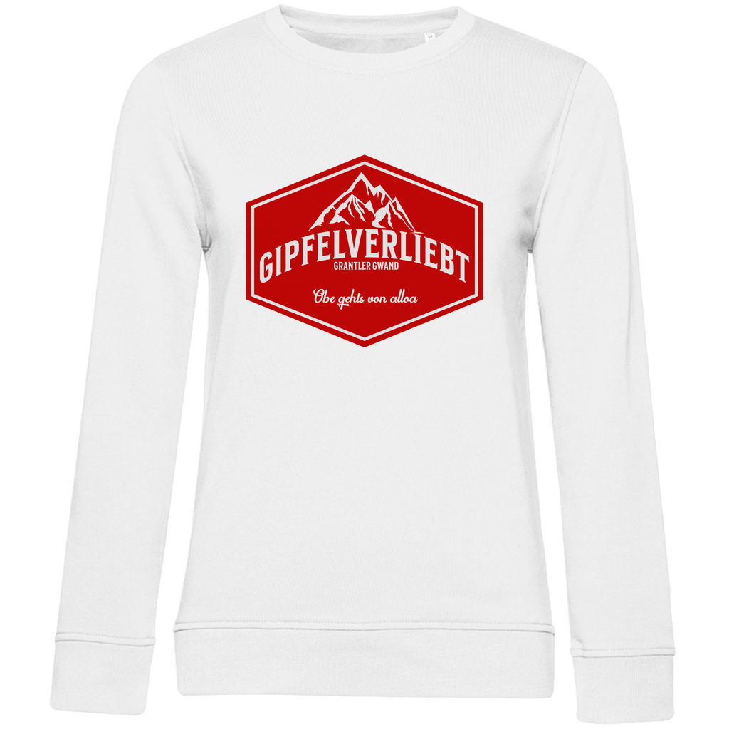Damen Premium Bio Sweatshirt Gipfelverliebt Wappen- rot