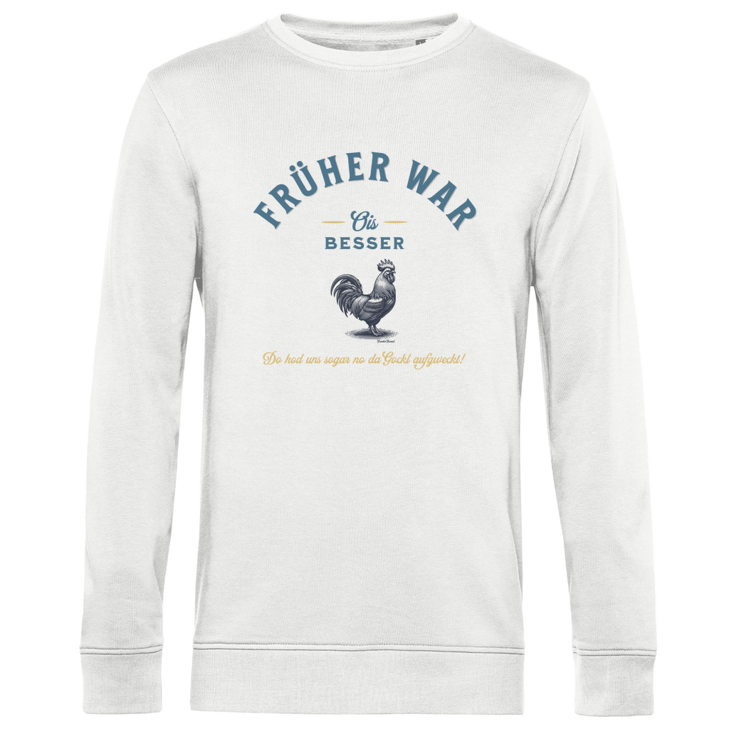 Herren Premium Bio Sweatshirt Früher war ois besser - blau/gold