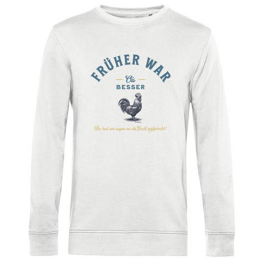 Herren Premium Bio Sweatshirt Früher war ois besser - blau/gold