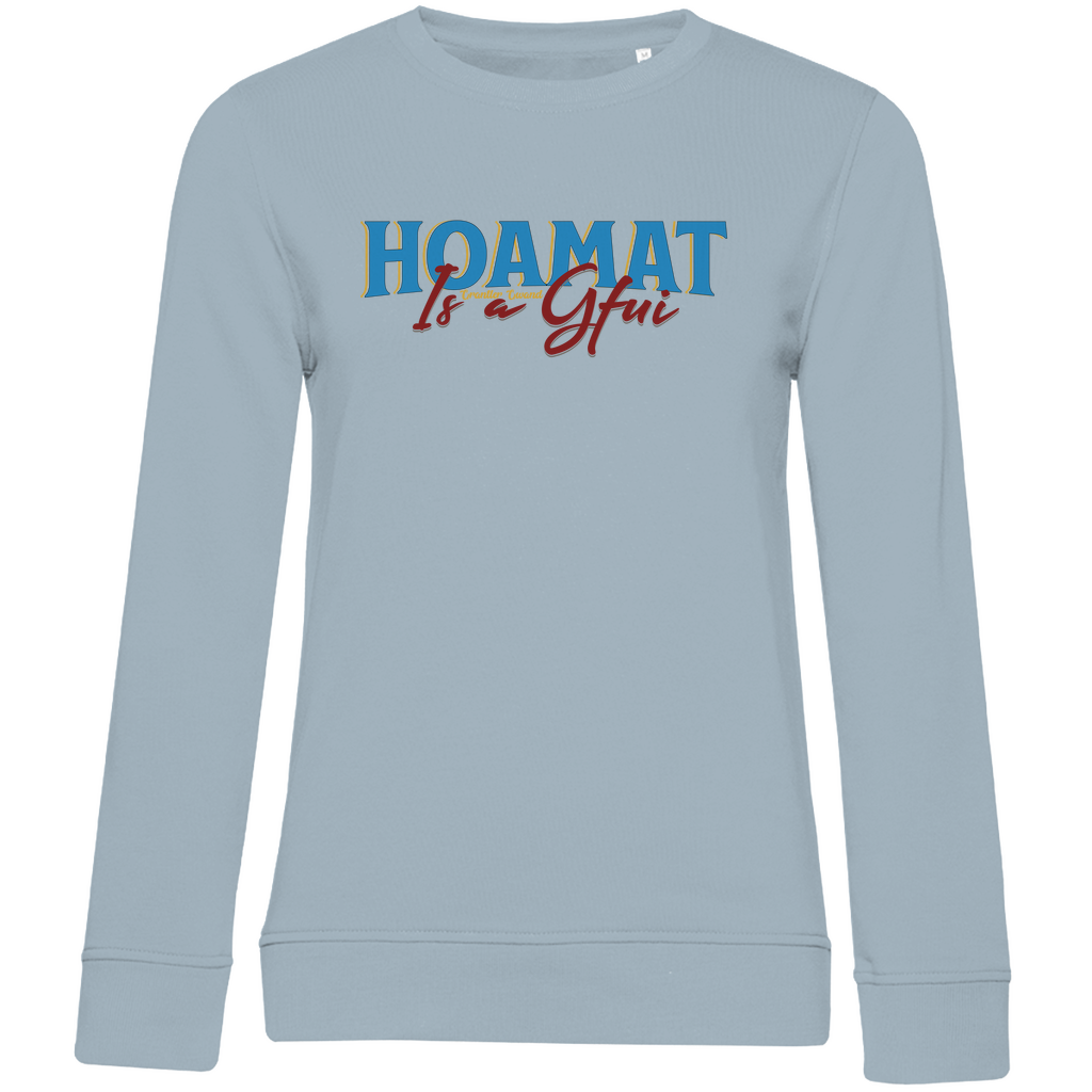 Damen Premium Bio Sweatshirt Hoamat is a Gfui - blau/rot