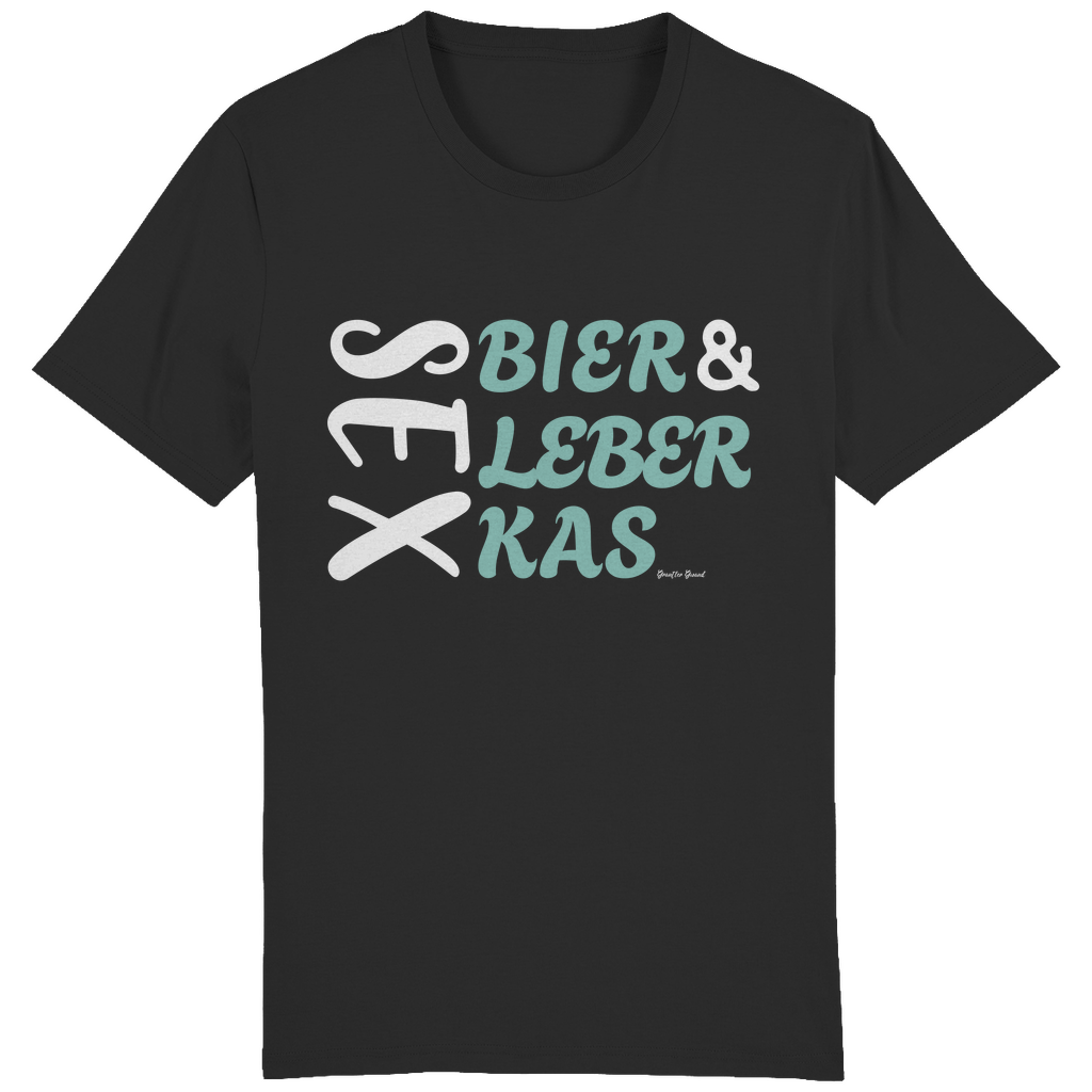 Bayerisches Herren T-Shirt Sex, Bier, Leberkas - grün/weiß - Grantler Gwand