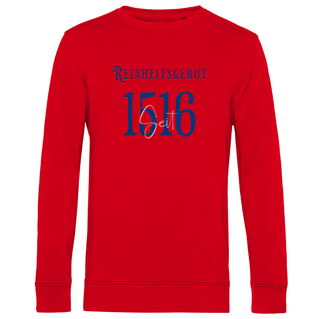 Herren Premium Bio Sweatshirt Reinheitsgebot seit 1516 - blau/weiß