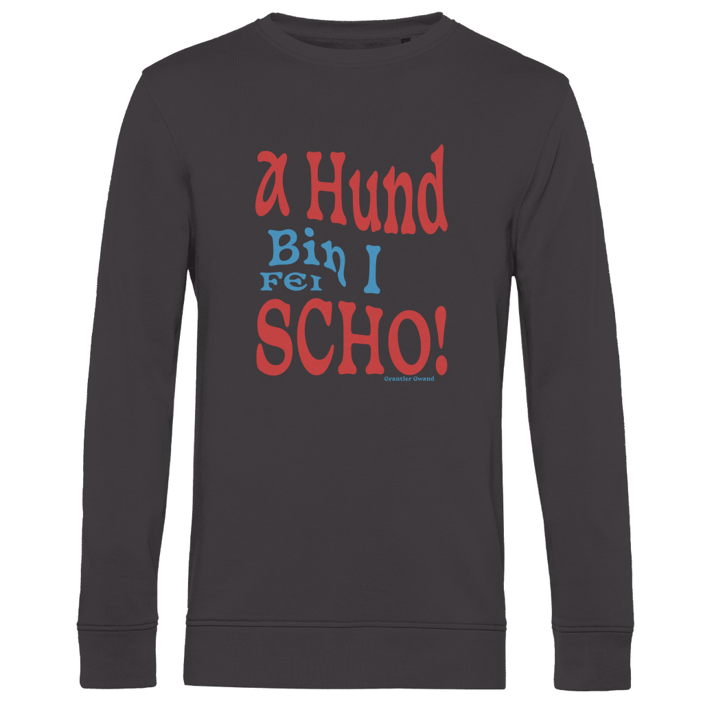 Herren Premium Bio Sweatshirt A Hund bin i fei scho - rot/blau
