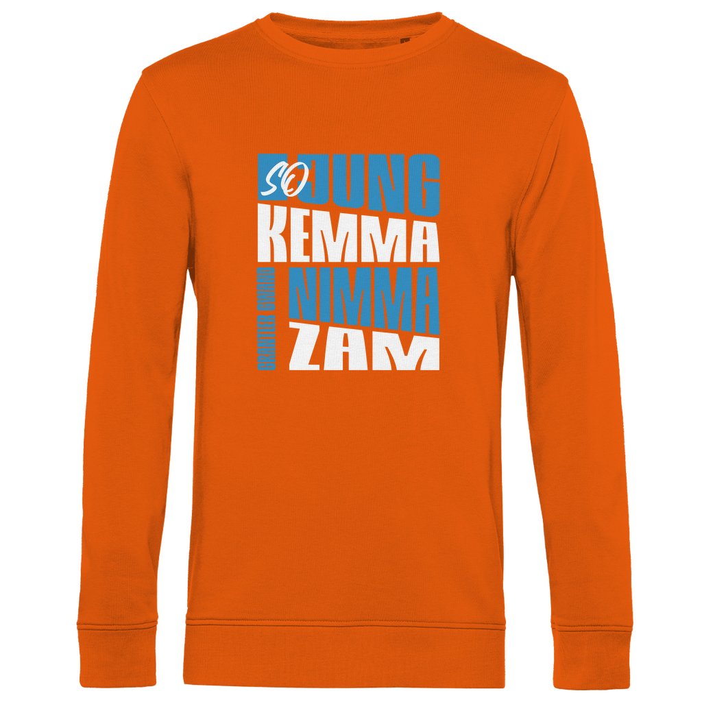 Herren Premium Bio Sweatshirt So jung kemma nimma zam - blau/weiß