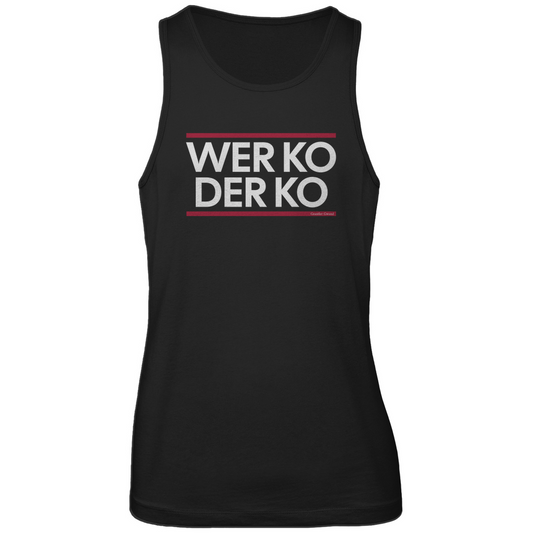 Bayerisches Herren Premium Tank Top wer ko der ko - rot/weiß - Grantler Gwand