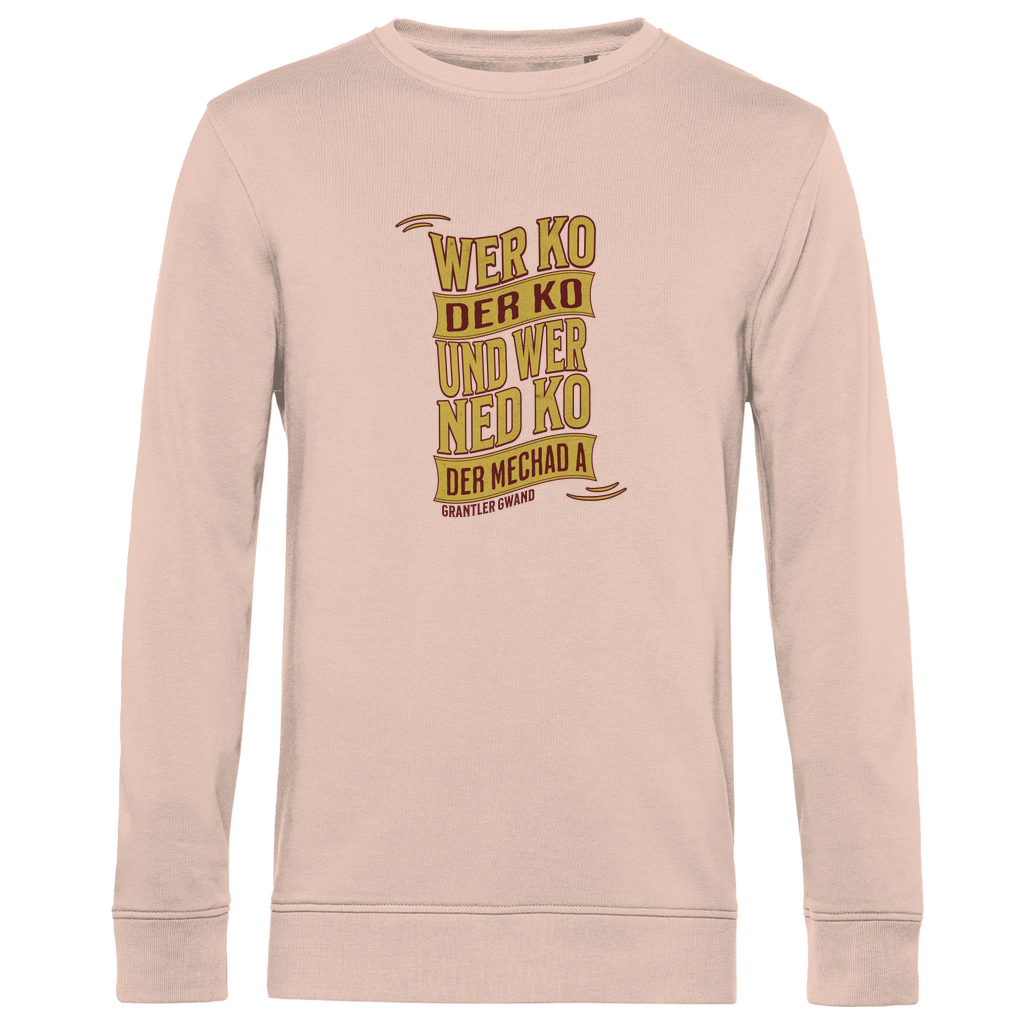 Herren Premium Bio Sweatshirt wer ko der ko, wer ned ko, der mechad a - gold/rot