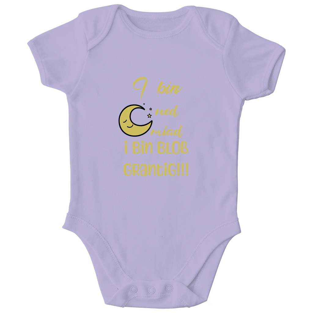 Bayerischer Bio Baby Body I bin ned miad, i bin bloß grantig - gelb - Grantler Gwand
