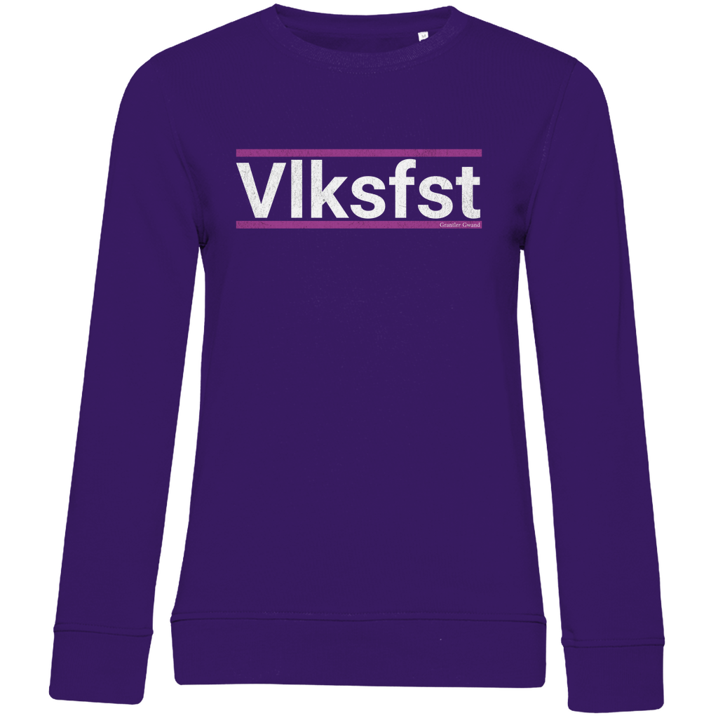 Damen Premium Bio Sweatshirt Vlksfst - lila/weiß