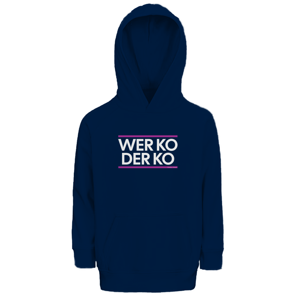 Bayerischer Kinder Premium Bio Hoodie wer ko der ko - pink/weiß - Grantler Gwand