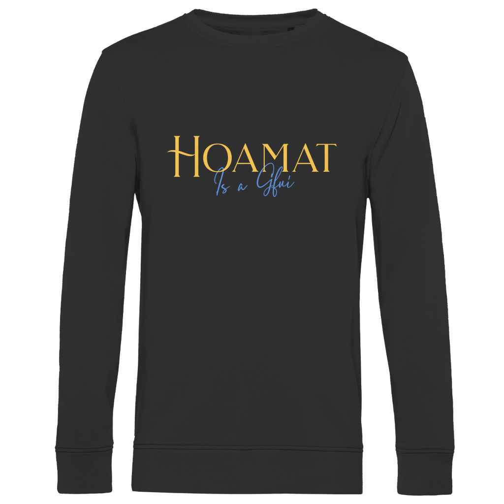 bayerisches Herren Premium Bio Sweatshirt Hoamat is a Gfui - Gelb/Blau - Grantler Gwand