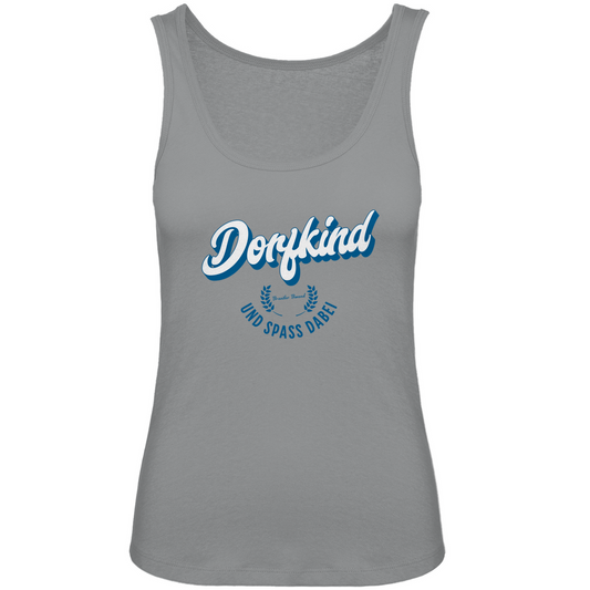 Bayerisches Damen Premium Organic Tank Top Dorfkind und Spaß dabei - blau - Grantler Gwand
