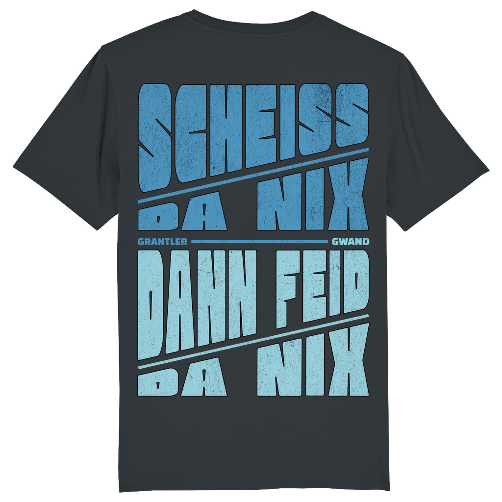 Bayerisches Herren T-Shirt Scheiss da nix, dann feid da nix - blau - - Front- und Backprint!
