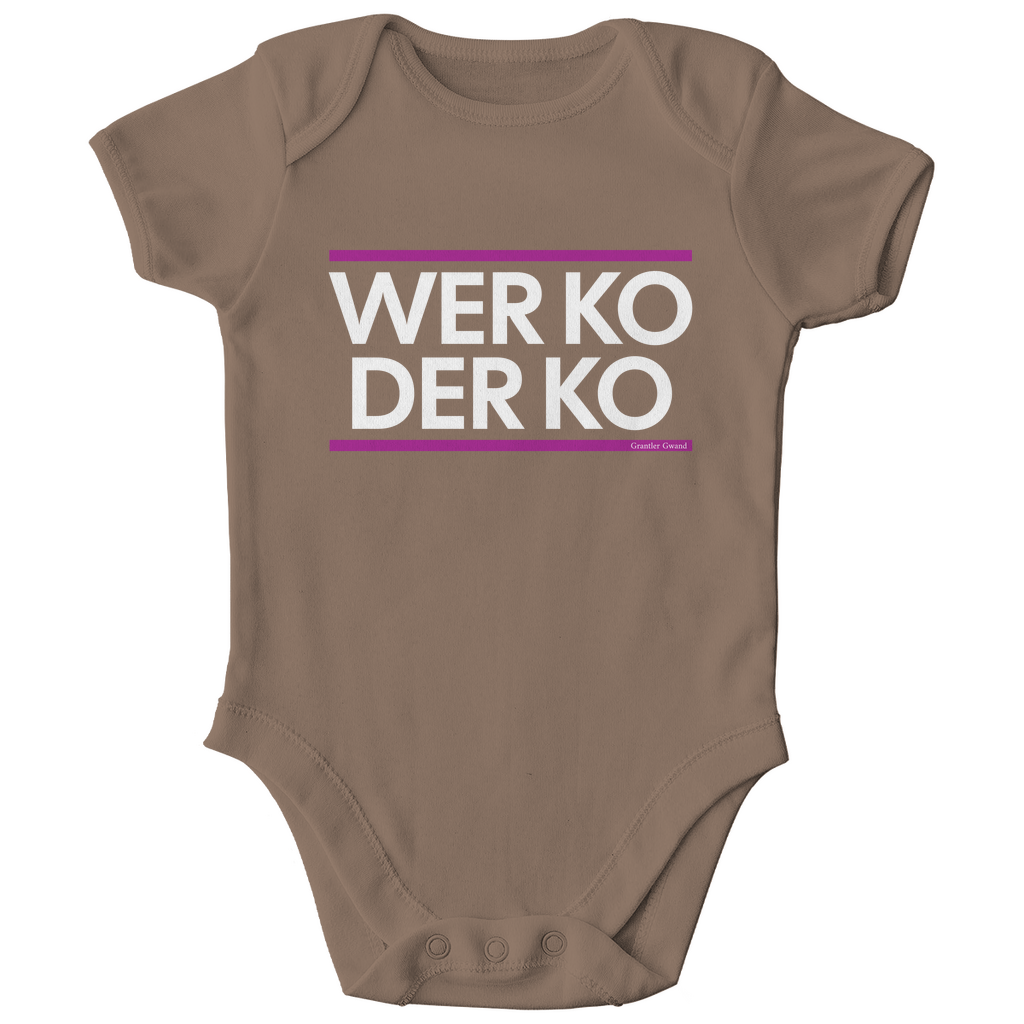 Bayerischer Bio Baby Body wer ko der ko - pink/weiß - bayerisches Gwand