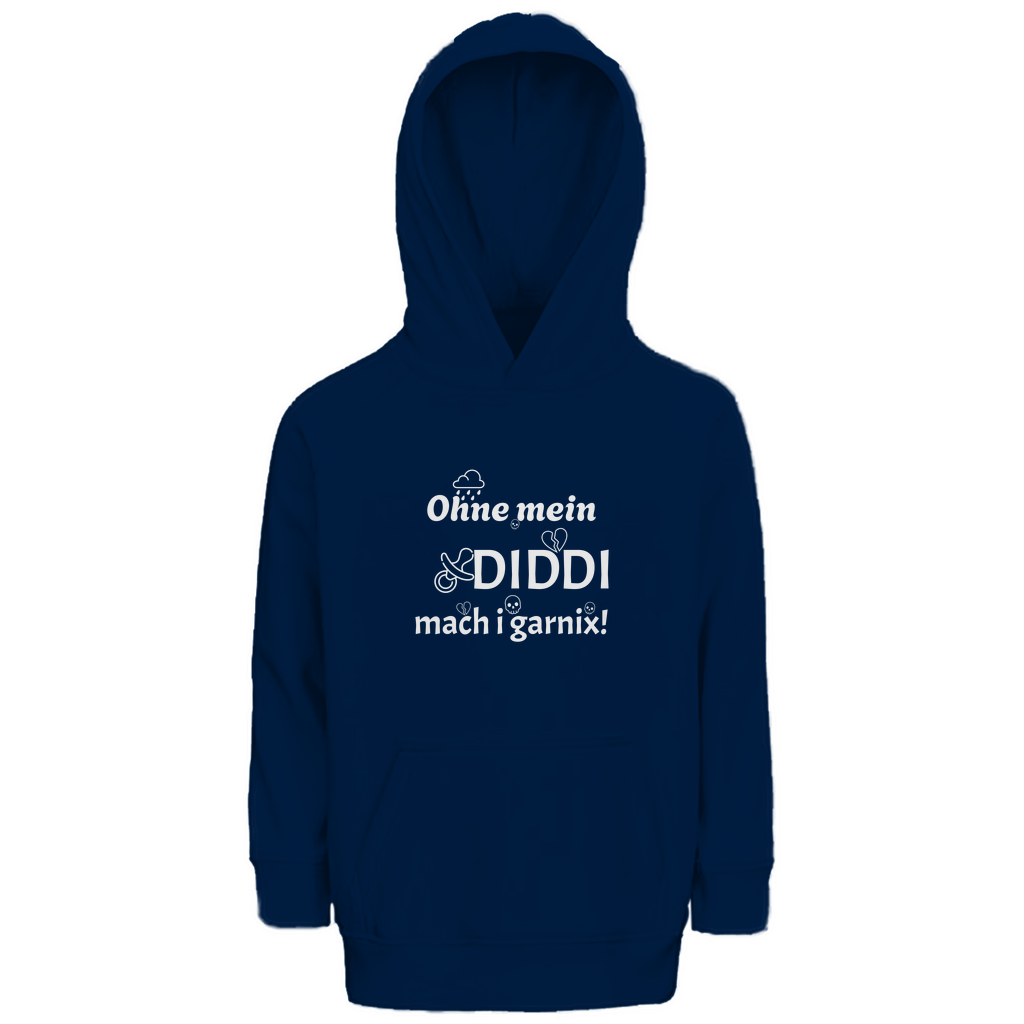Bayerischer Kinder Premium Bio Hoodie Ohne mein Diddi - weiß - Grantler Gwand