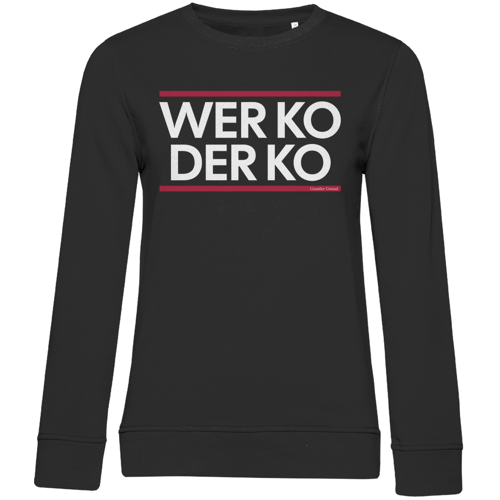 Damen Premium Bio Sweatshirt wer ko der ko - rot/weiß