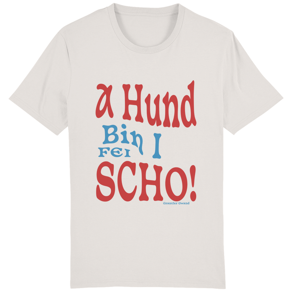 Bayerisches Herren T-Shirt A Hund bin i fei scho - rot/blau - Grantler Gwand