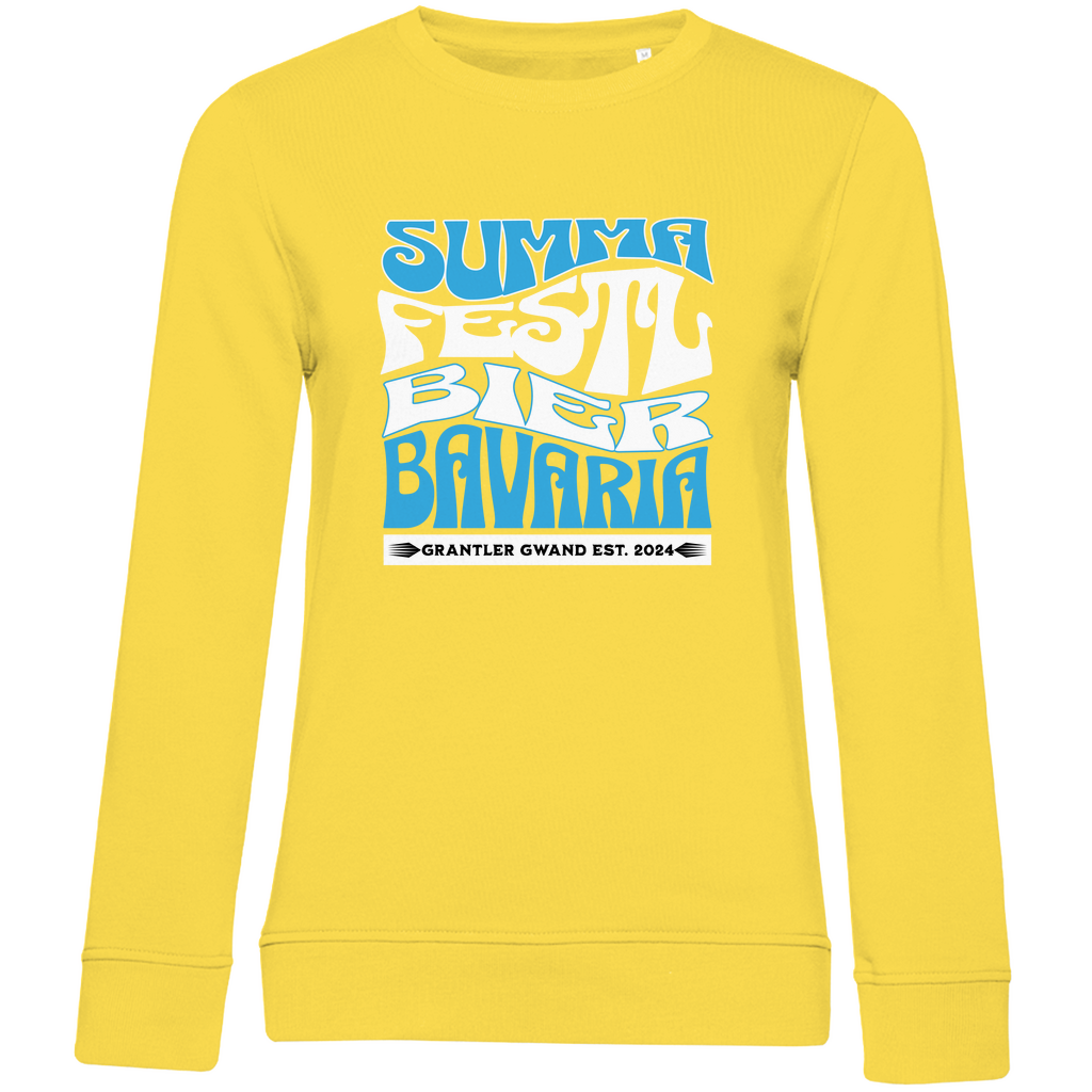 Damen Premium Bio Sweatshirt Summa, Festl, Bier, Bavaria - blau/weiß