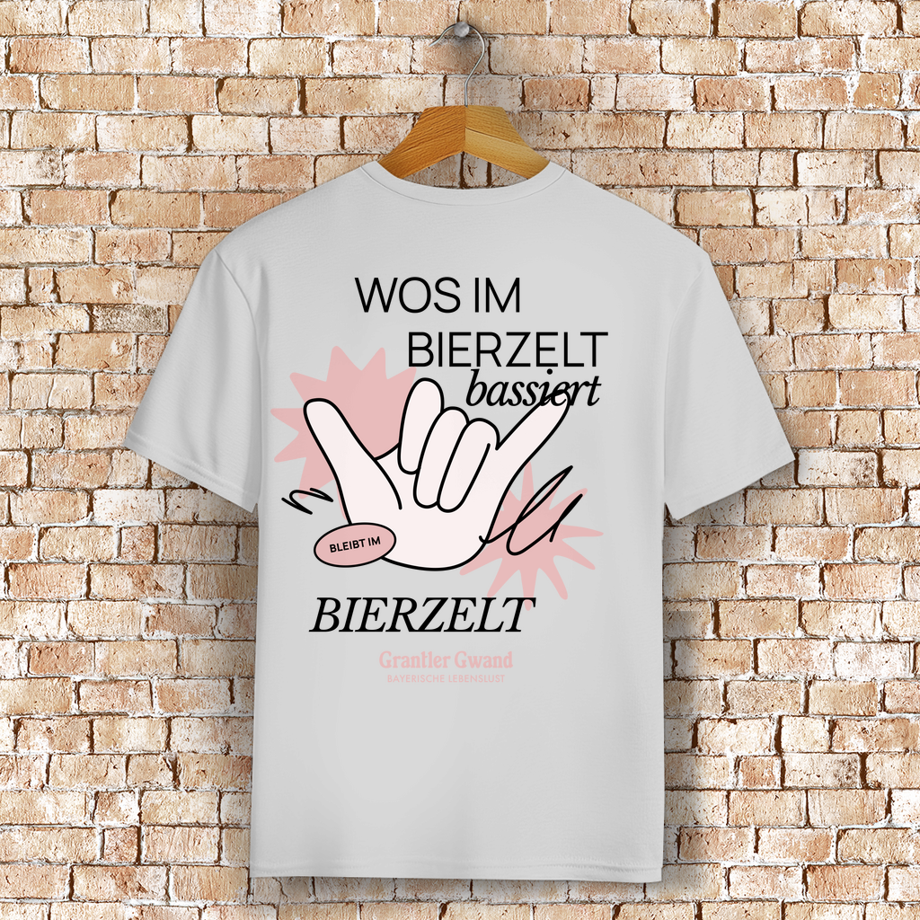 Bayerisches T-Shirt Unisex - Wos im Bierzelt bassiert - Grantler Gwand