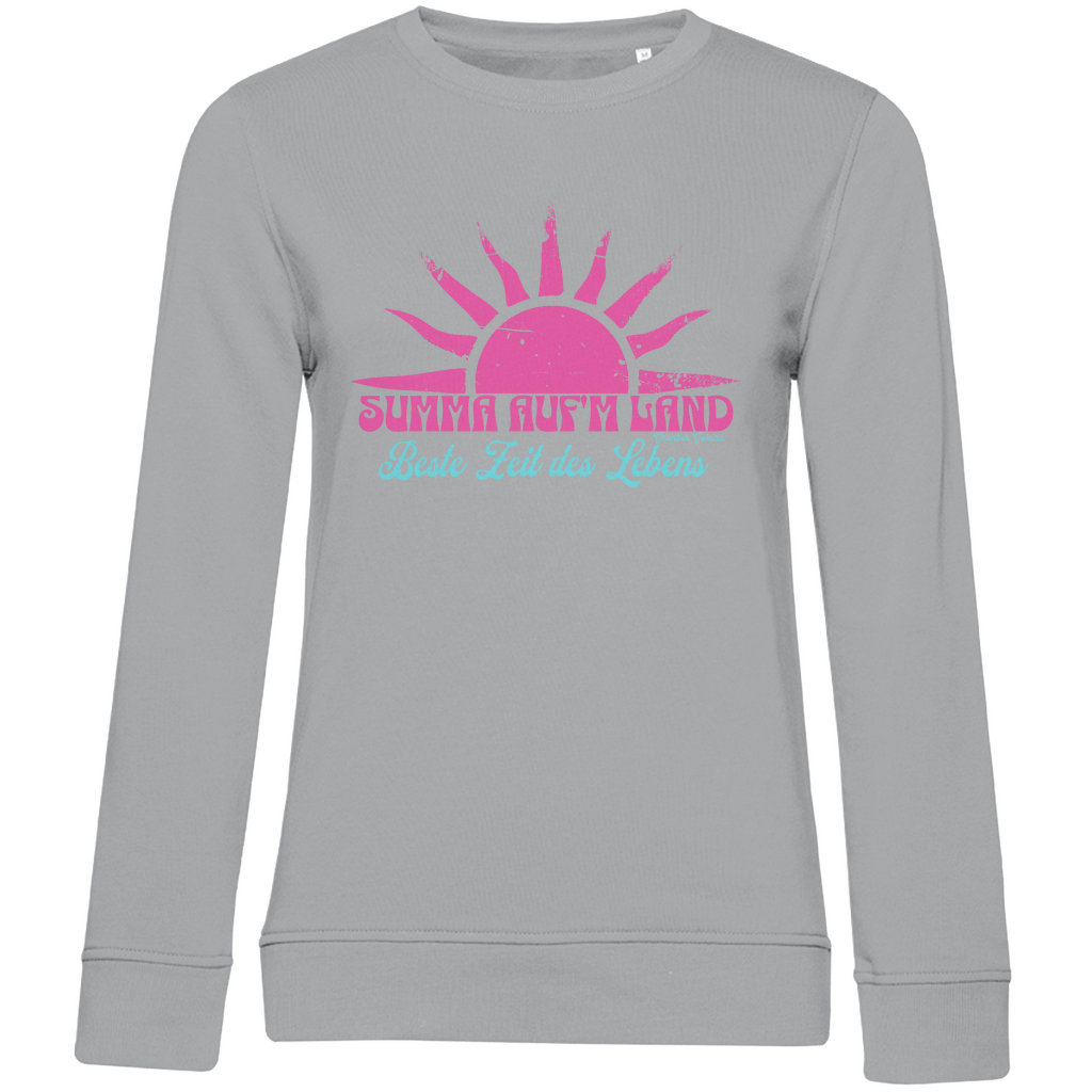 Damen Premium Bio Sweatshirt Summa auf´m Land - pink/mint