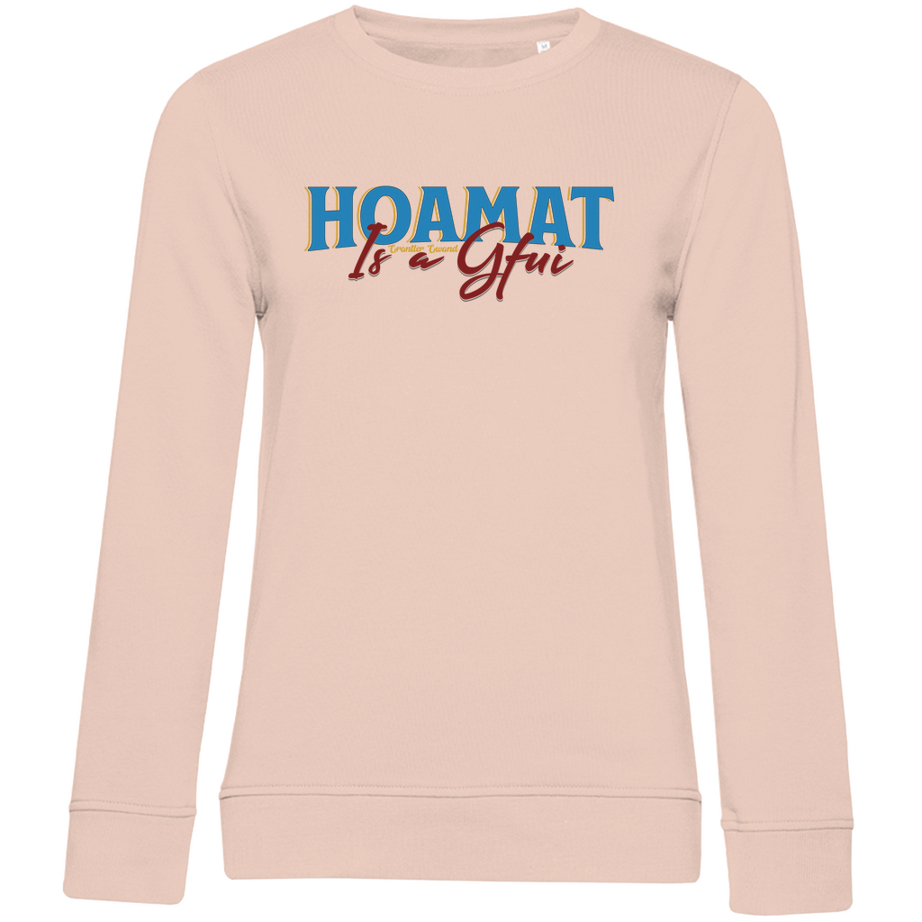 Damen Premium Bio Sweatshirt Hoamat is a Gfui - blau/rot