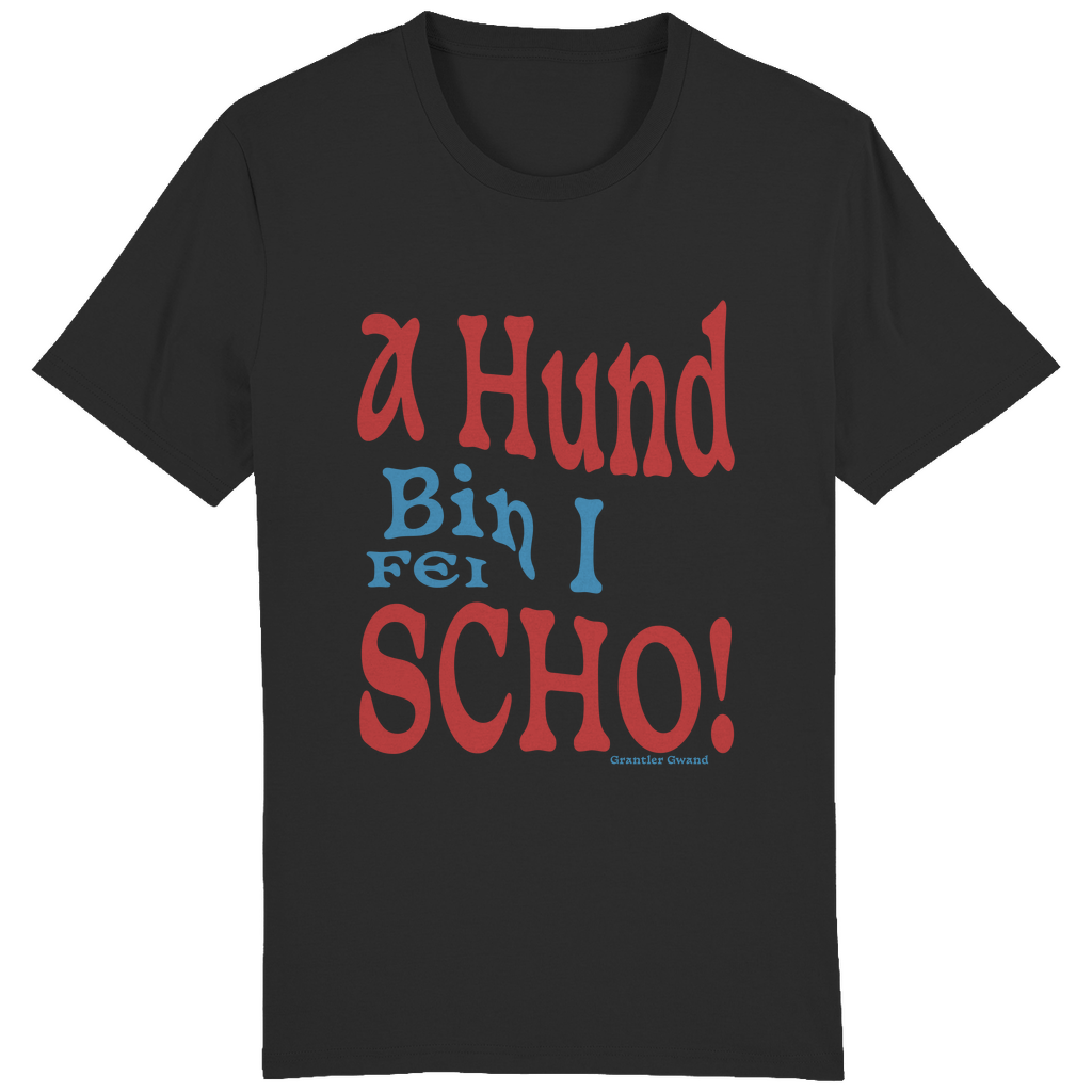 Bayerisches Herren T-Shirt A Hund bin i fei scho - rot/blau - Grantler Gwand
