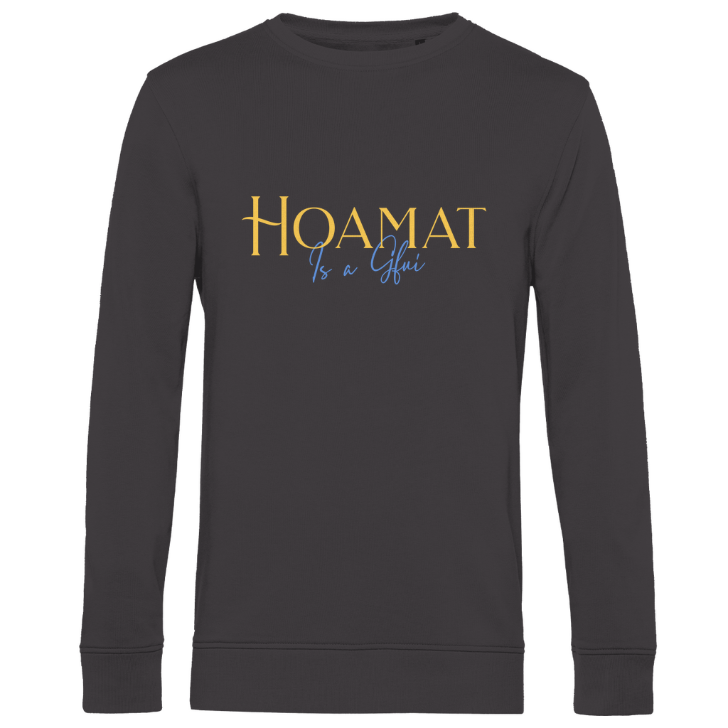 bayerisches Herren Premium Bio Sweatshirt Hoamat is a Gfui - Gelb/Blau - Grantler Gwand