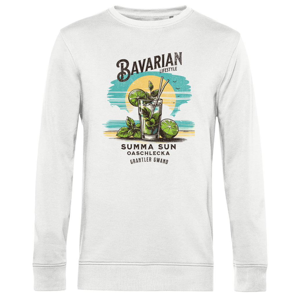 Bayerisches Herren Premium Bio Sweatshirt Bavarian Lifestyle - Summa, Sun, Oaschlecka - Grantler Gwand