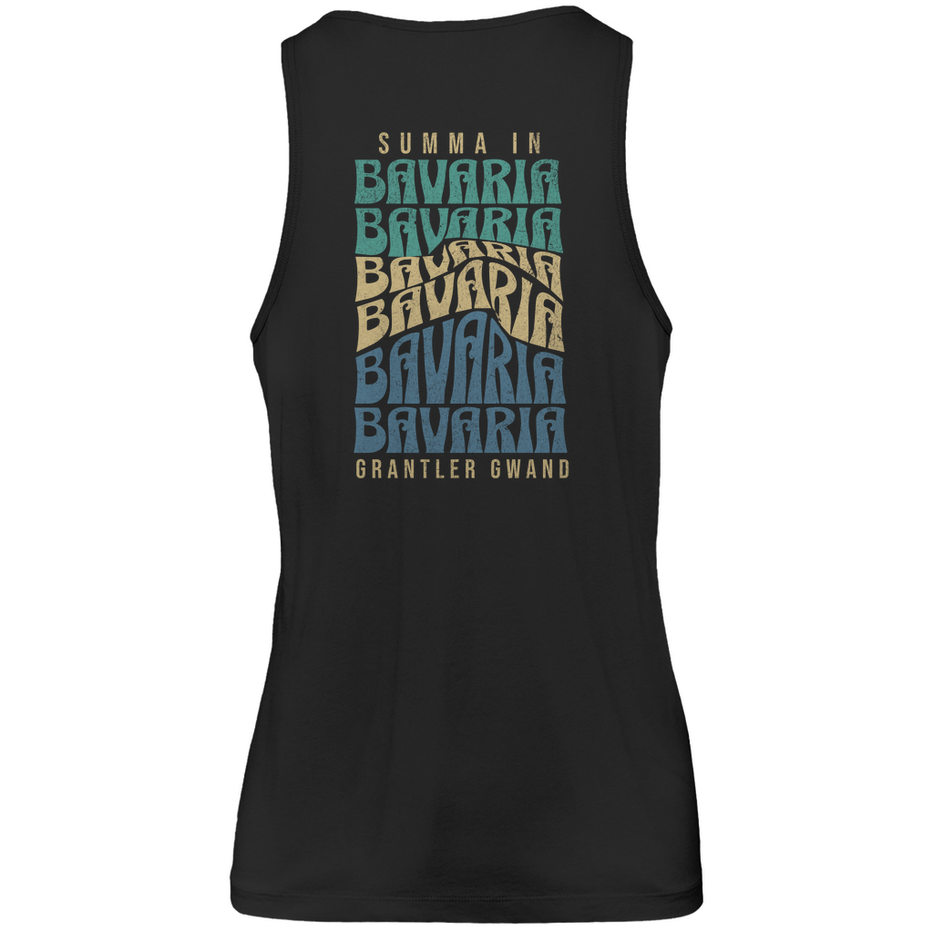 Bayerisches Herren Premium Tank Top Summa in Bavaria - Grün/Gold/Blau BACKPRINT - Grantler Gwand