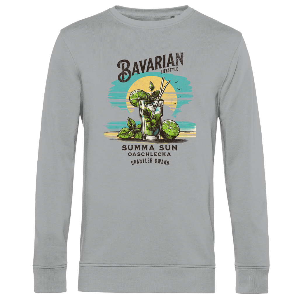 Bayerisches Herren Premium Bio Sweatshirt Bavarian Lifestyle - Summa, Sun, Oaschlecka - Grantler Gwand