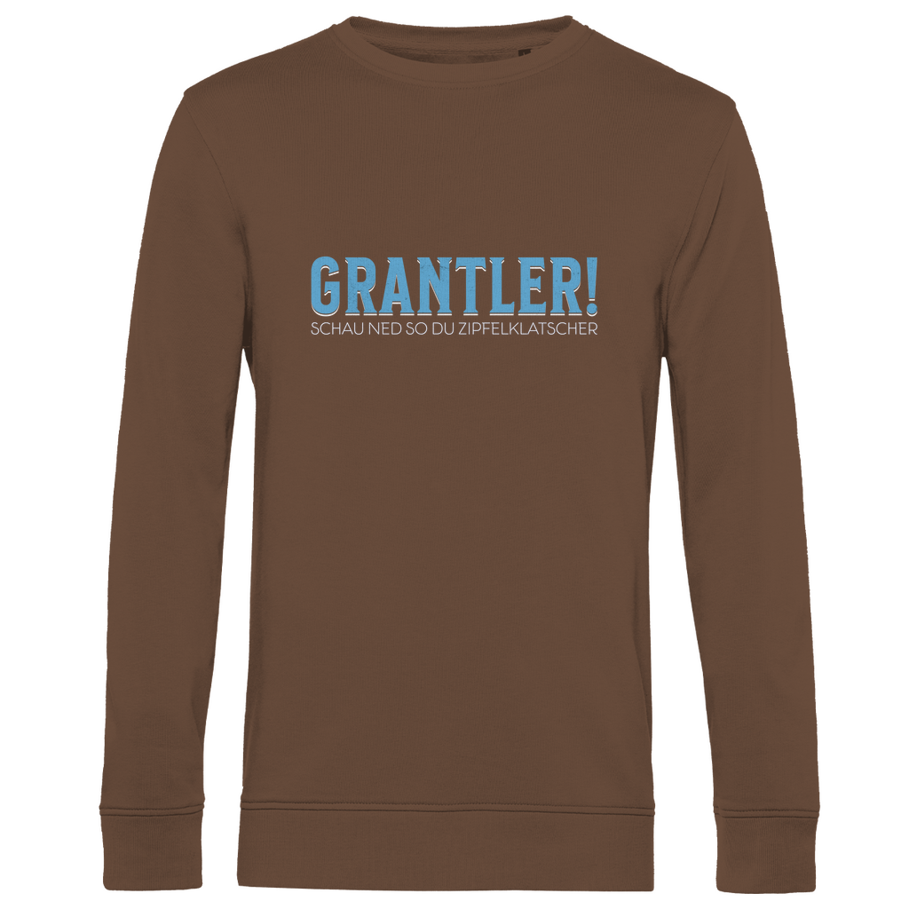 Bayerisches Herren Premium Bio Sweatshirt Grantler - schau ned so du Zipfelklatscher - blau - Grantler Gwand