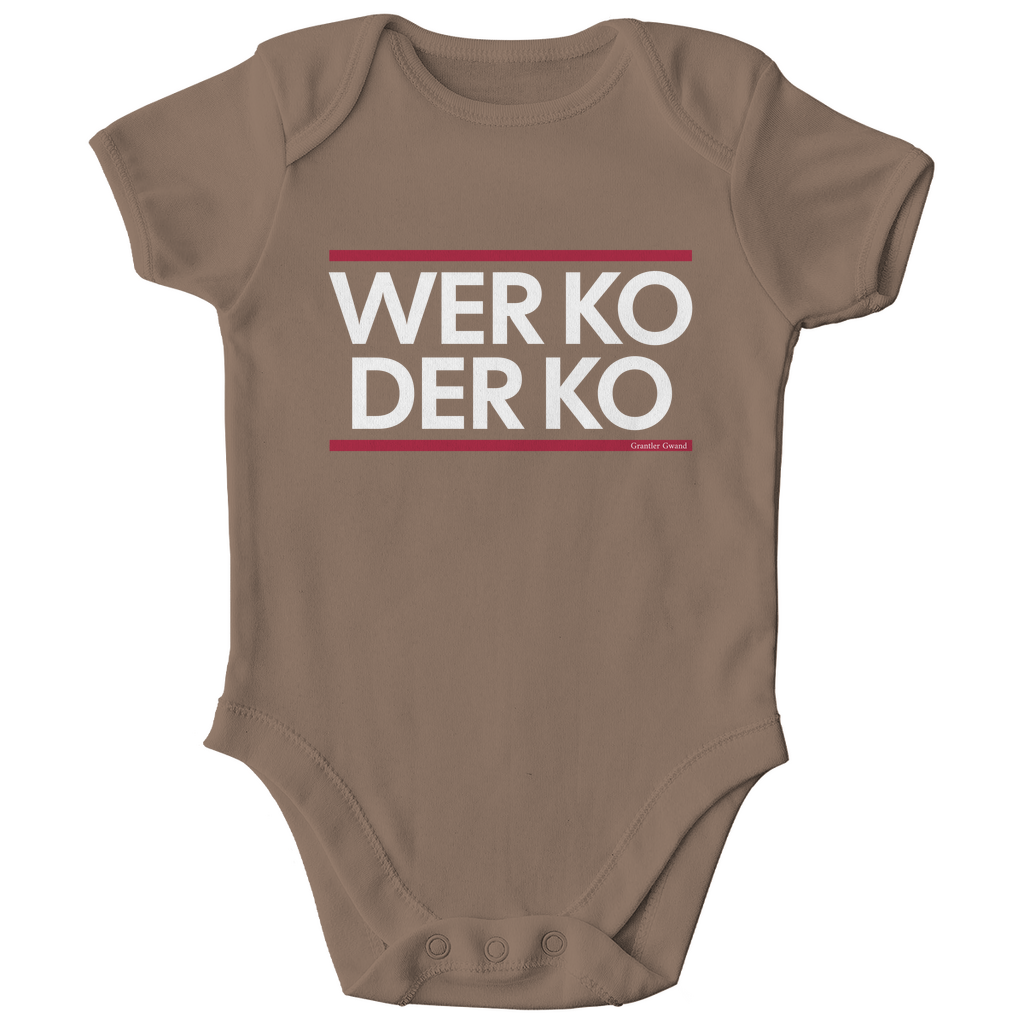 Bayerischer Bio Baby Body wer ko der ko - rot/weiß - bayerisches Gwand