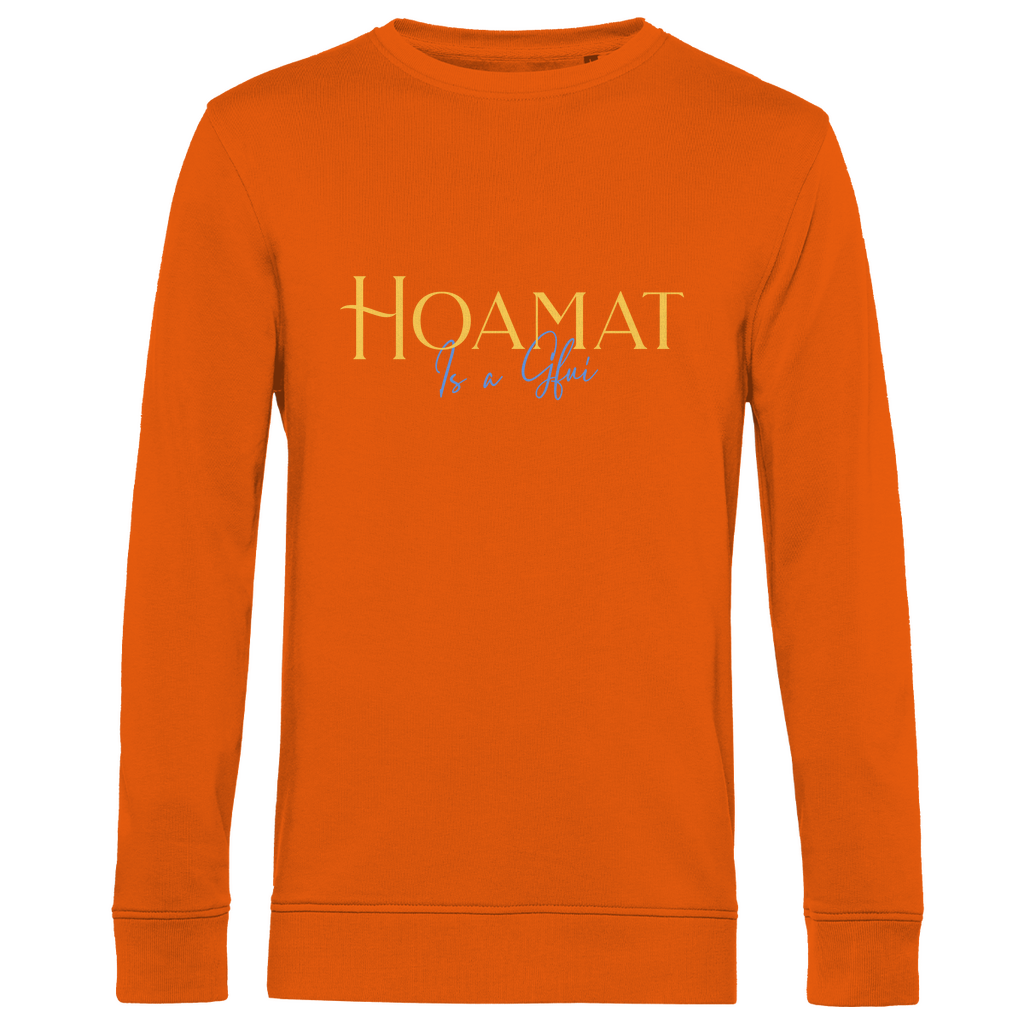 bayerisches Herren Premium Bio Sweatshirt Hoamat is a Gfui - Gelb/Blau - Grantler Gwand