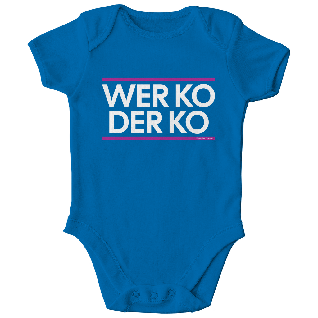 Bayerischer Bio Baby Body wer ko der ko - pink/weiß - bayerisches Gwand