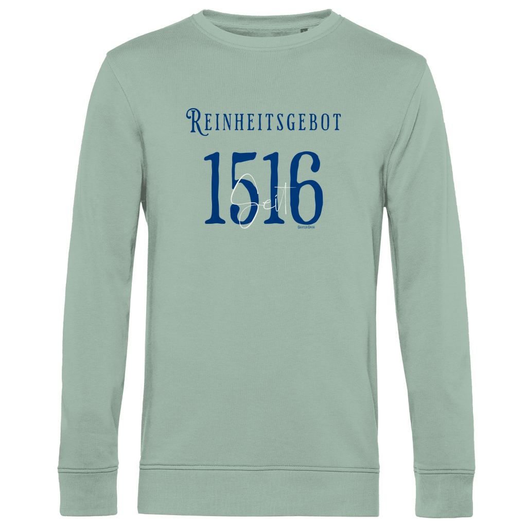 Herren Premium Bio Sweatshirt Reinheitsgebot seit 1516 - blau/weiß