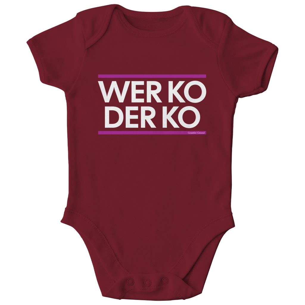 Bayerischer Bio Baby Body wer ko der ko - pink/weiß - bayerisches Gwand