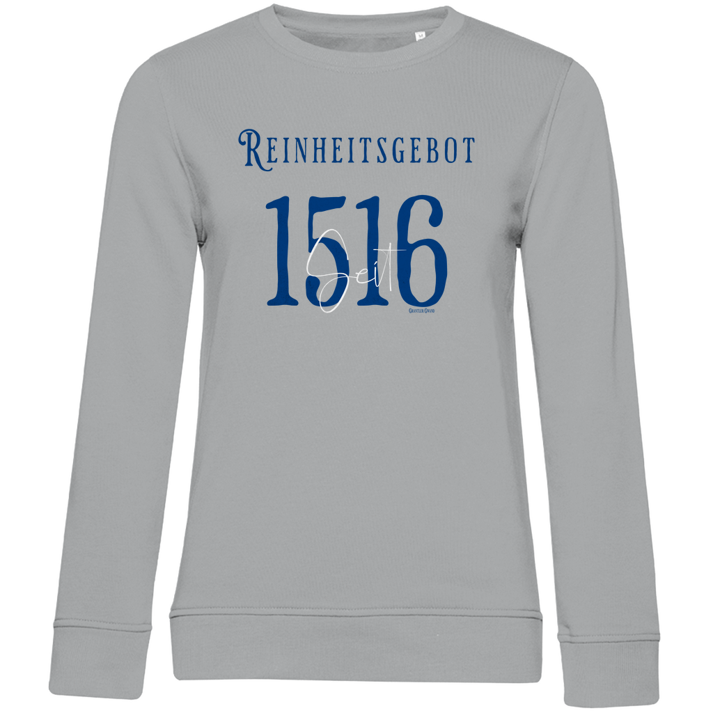 Damen Premium Bio Sweatshirt Reinheitsgebot seit 1516 - blau/weiß