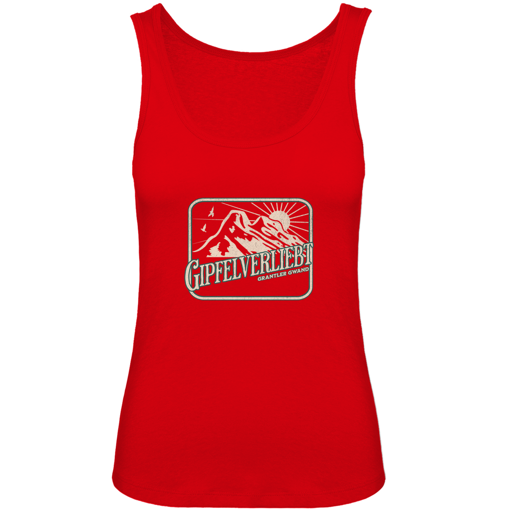 Bayerisches Damen Premium Organic Tank Top Gipfelverliebt - grün/gold - Grantler Gwand