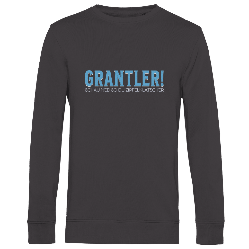 Bayerisches Herren Premium Bio Sweatshirt Grantler - schau ned so du Zipfelklatscher - blau - Grantler Gwand