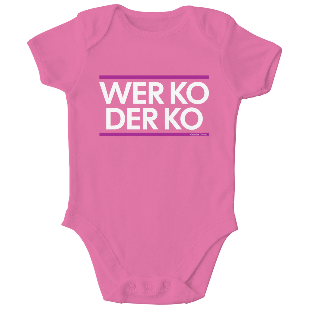 Bayerischer Bio Baby Body wer ko der ko - pink/weiß - bayerisches Gwand