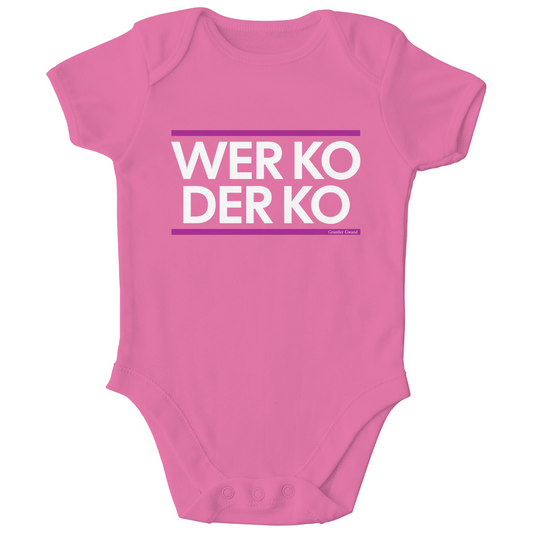 Bayerischer Bio Baby Body wer ko der ko - pink/weiß - bayerisches Gwand