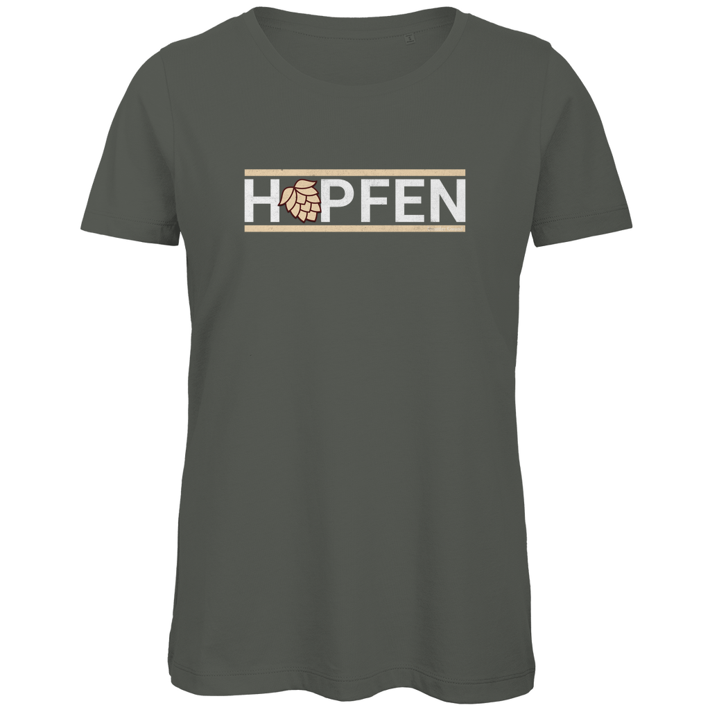 Bayerisches Damen Premium Bio T-Shirt Hopfen - gold - Grantler Gwand