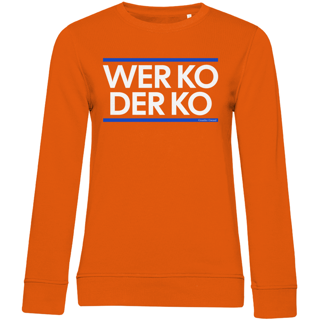 Damen Premium Bio Sweatshirt wer ko der ko - blau/weiß