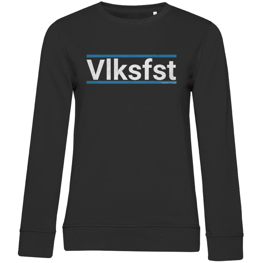 Damen Premium Bio Sweatshirt Vlksfst - blau/weiß