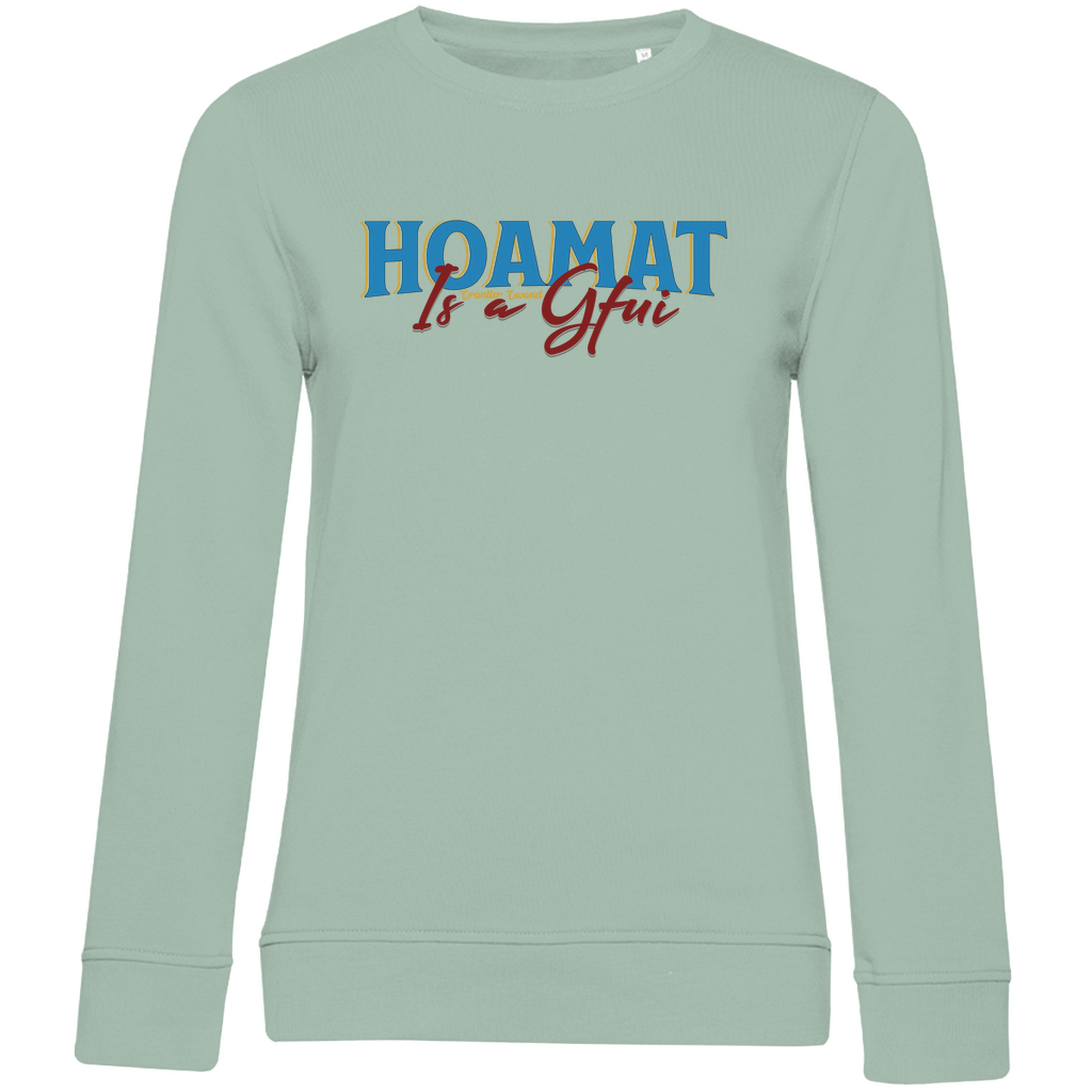 Damen Premium Bio Sweatshirt Hoamat is a Gfui - blau/rot